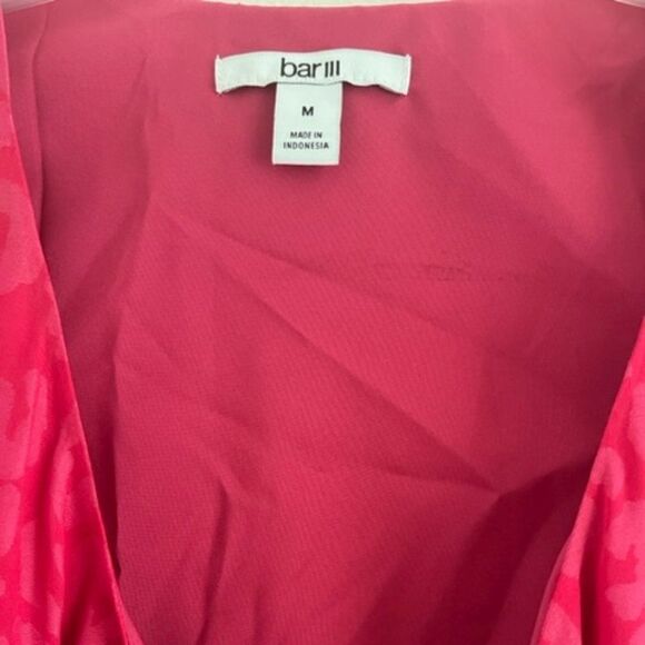 Bar III Dress Women Long Sleeve Midi Barbiecore Tie Knot Front Sexy Deep V Neck - Picture 11 of 13